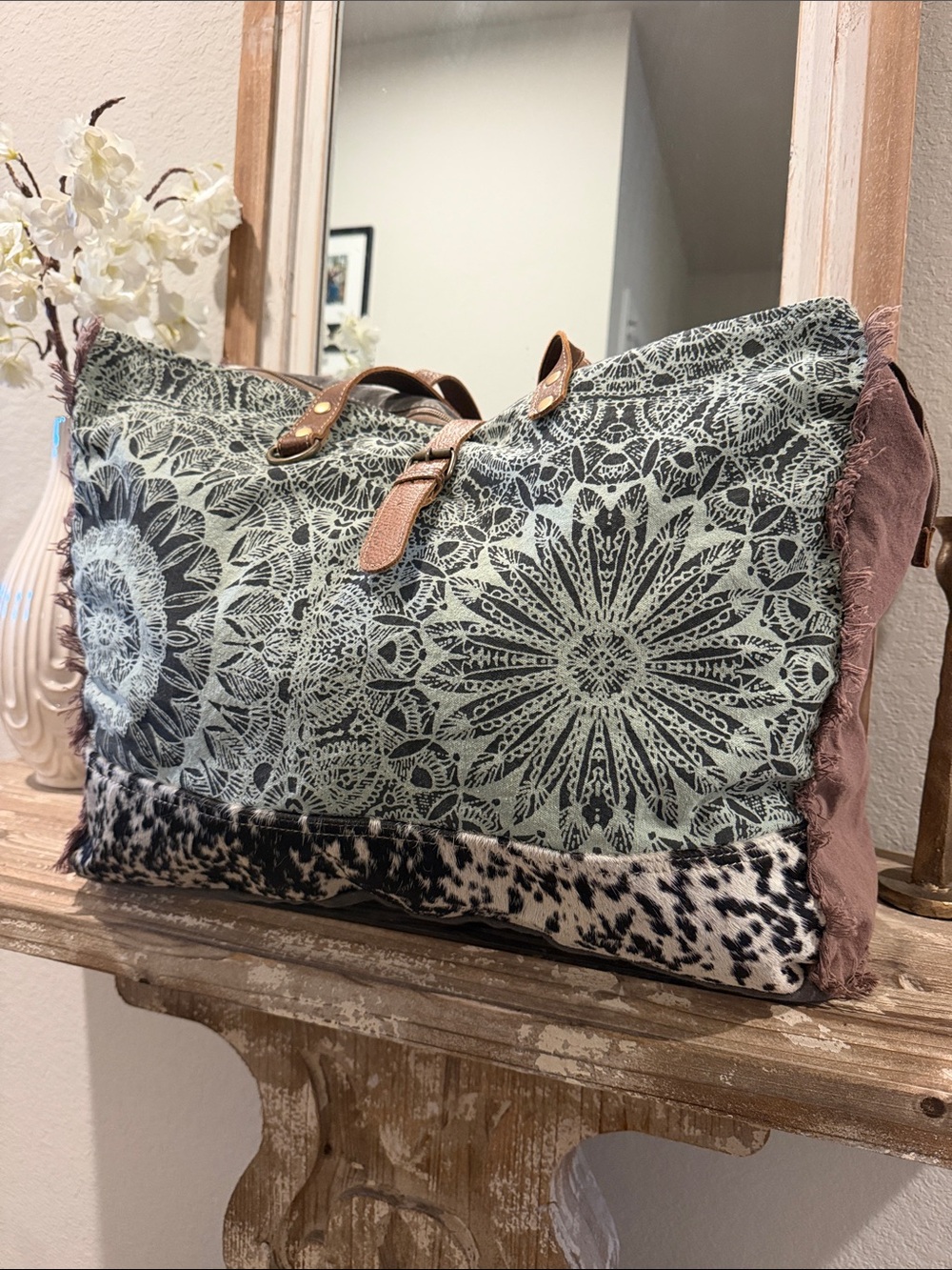 Myra Canvas and Cowhide XL Bag